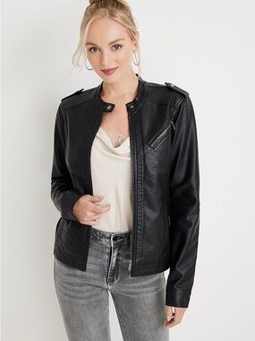 Maurices Black Faux Leather Moto Jacket - Women